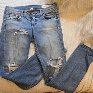 🌸 RAG & BONE DISTRESSED VINTAGE LOOK BLUE JEANS SIZE 26
